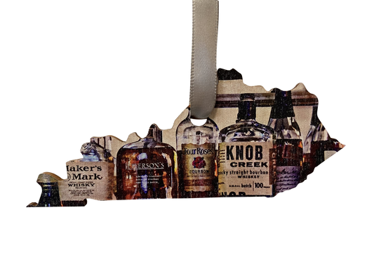 Kentucky Shaped Bourbon Bottles Ornament