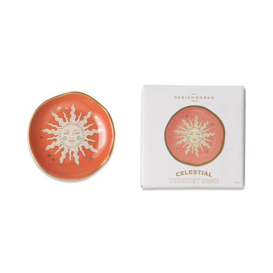 Terracotta Sun Celestial Ceramic Trinket Dish