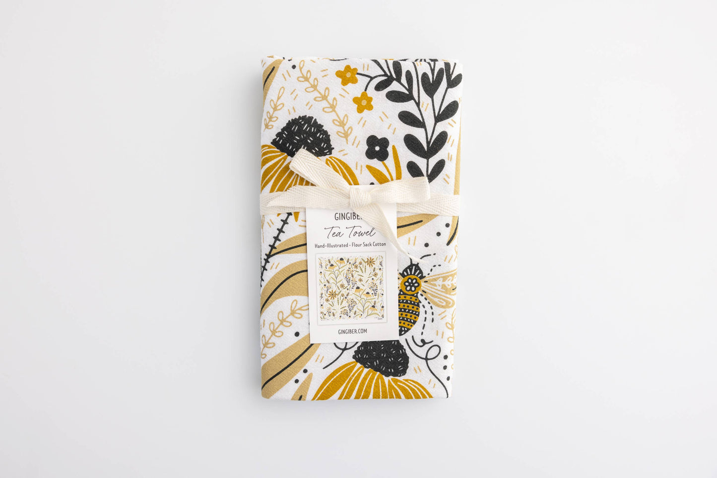 Bee Garden Tea Towel - Bee Floral Kitchen Towel Decor