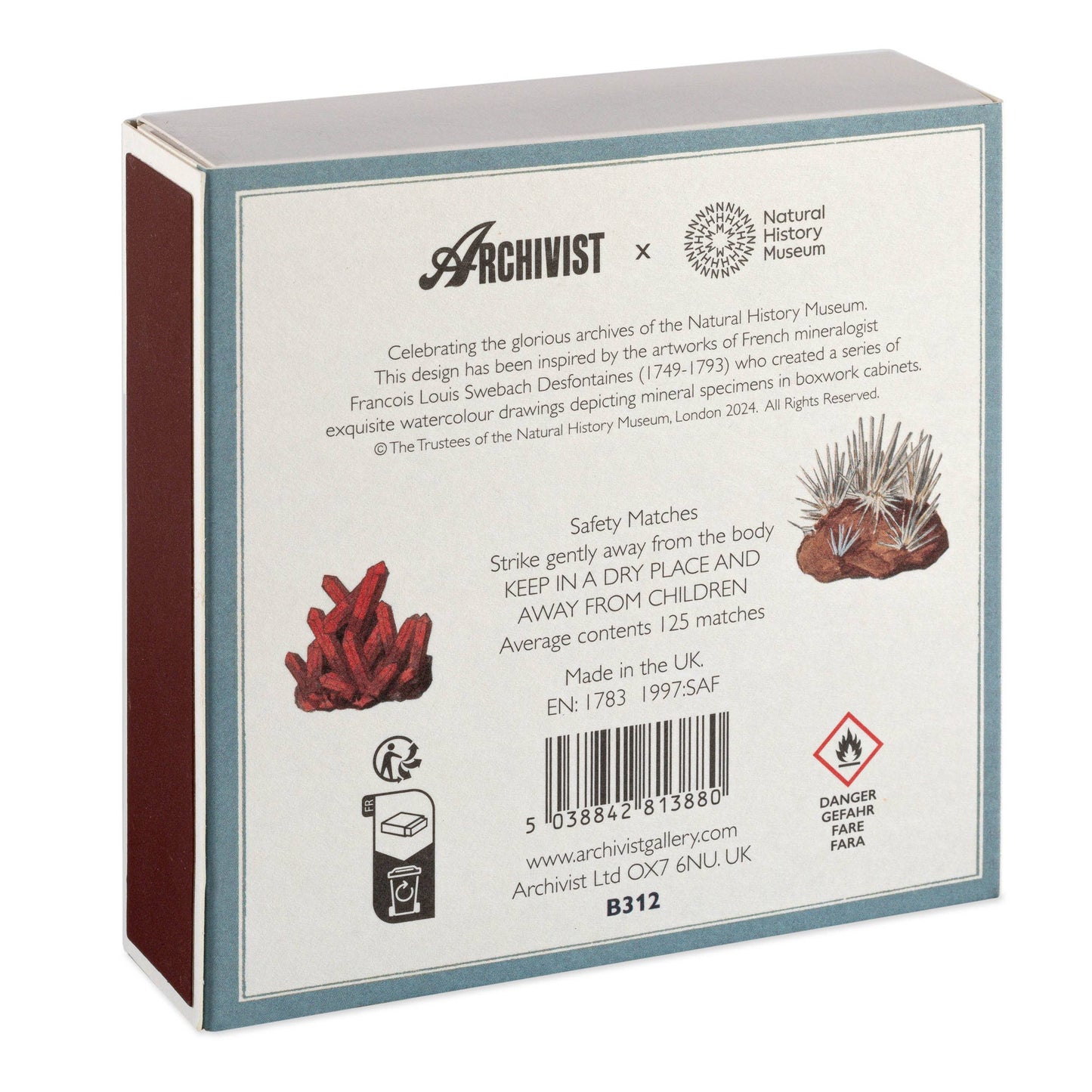 Minerals Safety Matches | Decorative Matchbox with 125 Matches