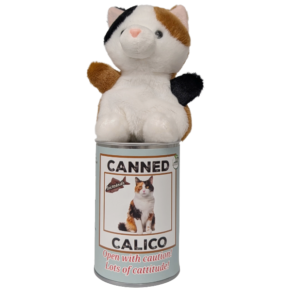 Snickerdoodle the Canned Calico Cat - Plush Toy in a Can
