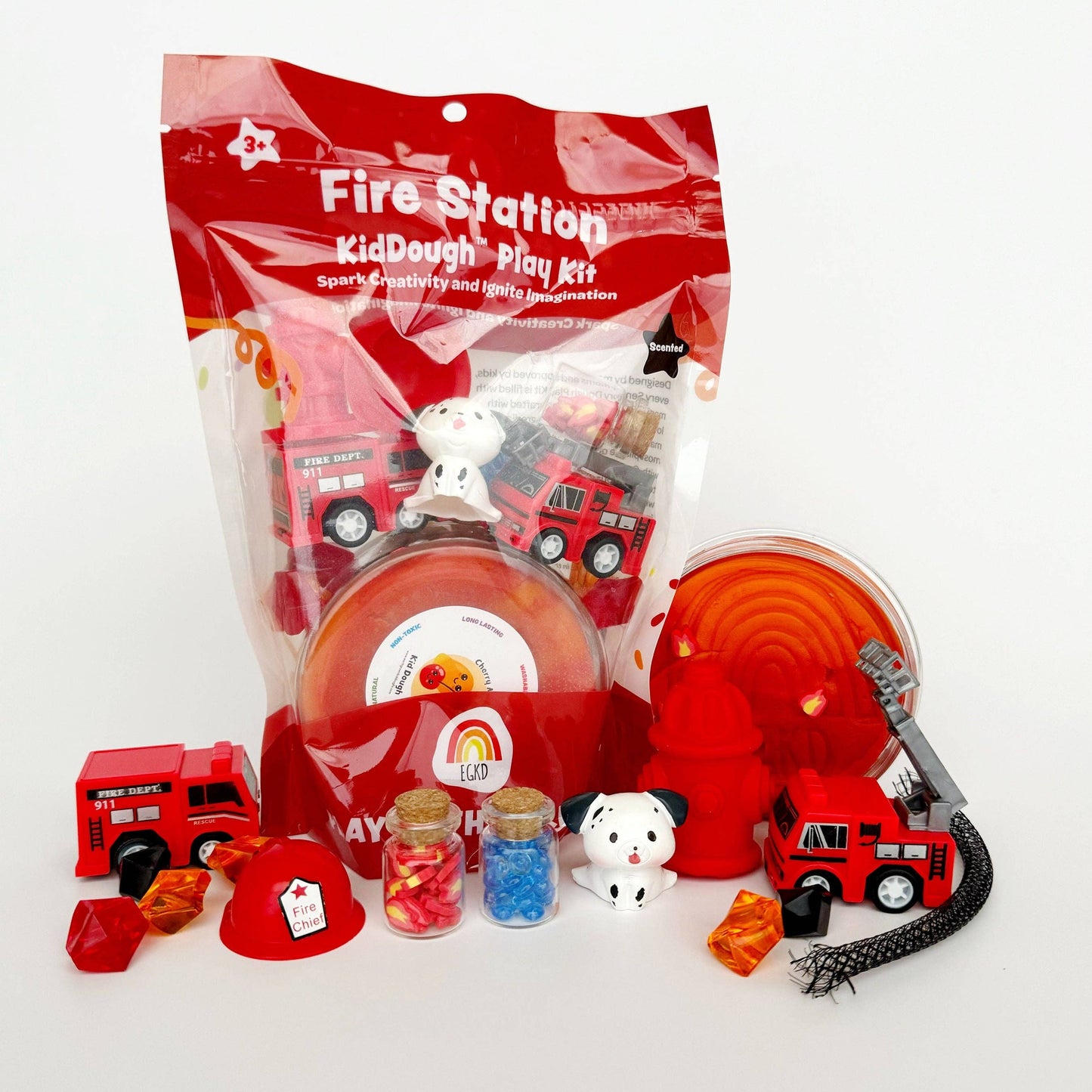 Fire Station KidDough Sensory Play Kit | Cherry Mango Sensory Dough