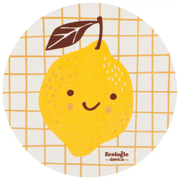 Fruit Face Lemon Round Dishcloth