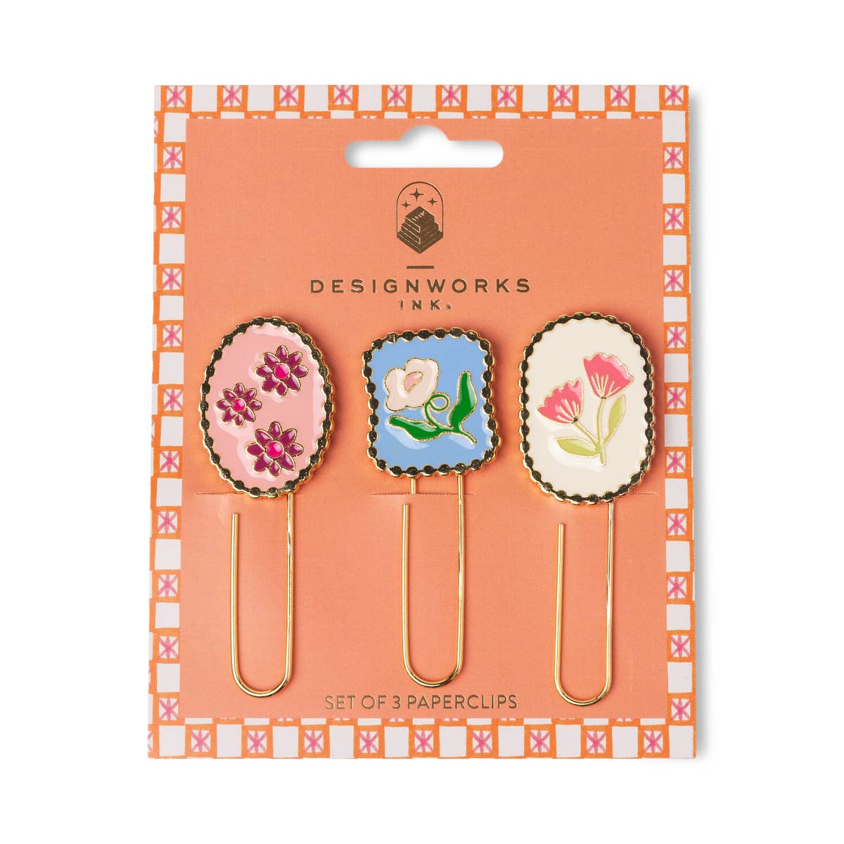 Framed Floral Paper Clip Set | Set of 3 Gold Bookmark Paper Clips