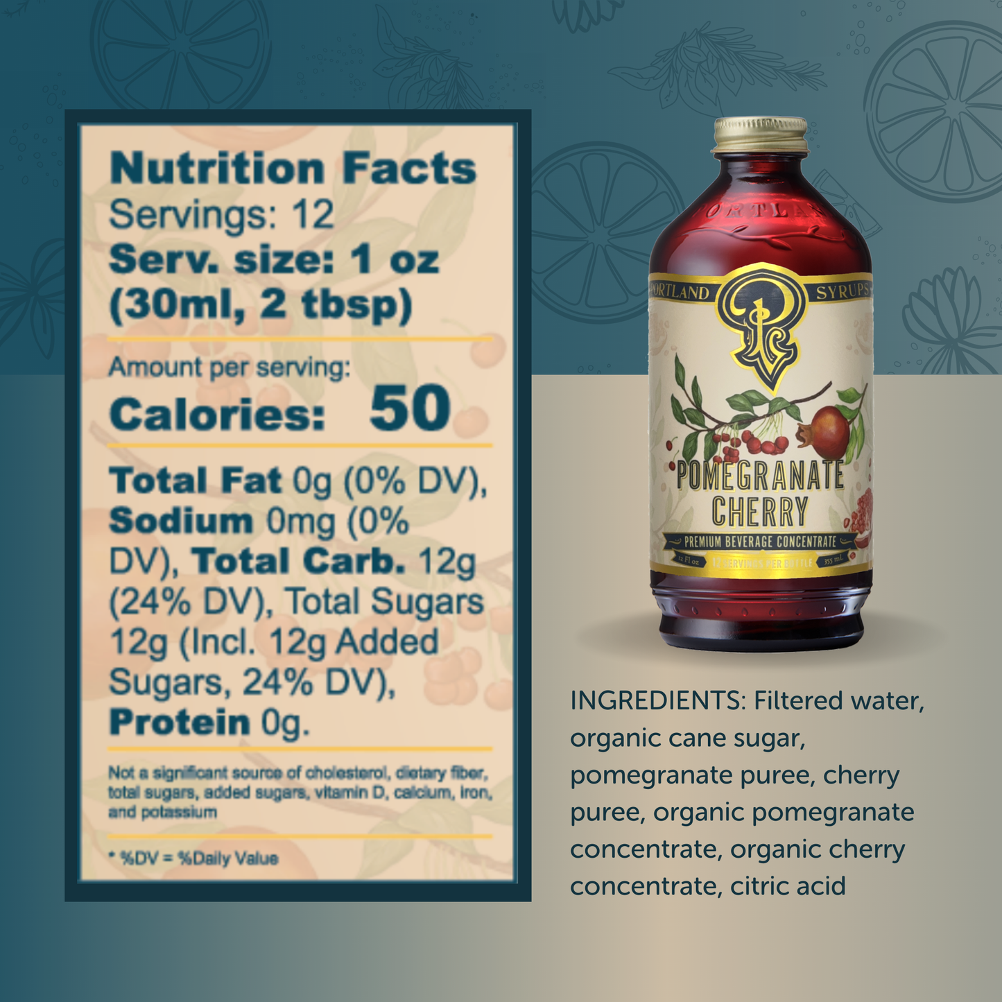 Pomegranate Cherry Syrup | 12 oz Cocktail & Mocktail Mixer