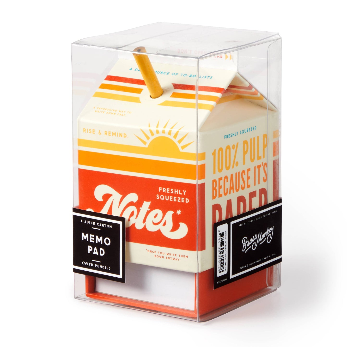 Freshly Squeezed Note Set | Orange Juice Carton Memo Pad & Pencil