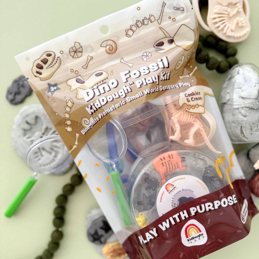 Dino Fossil Dig KidDough Sensory Play Kit | Cookies & Cream Sensory Dough
