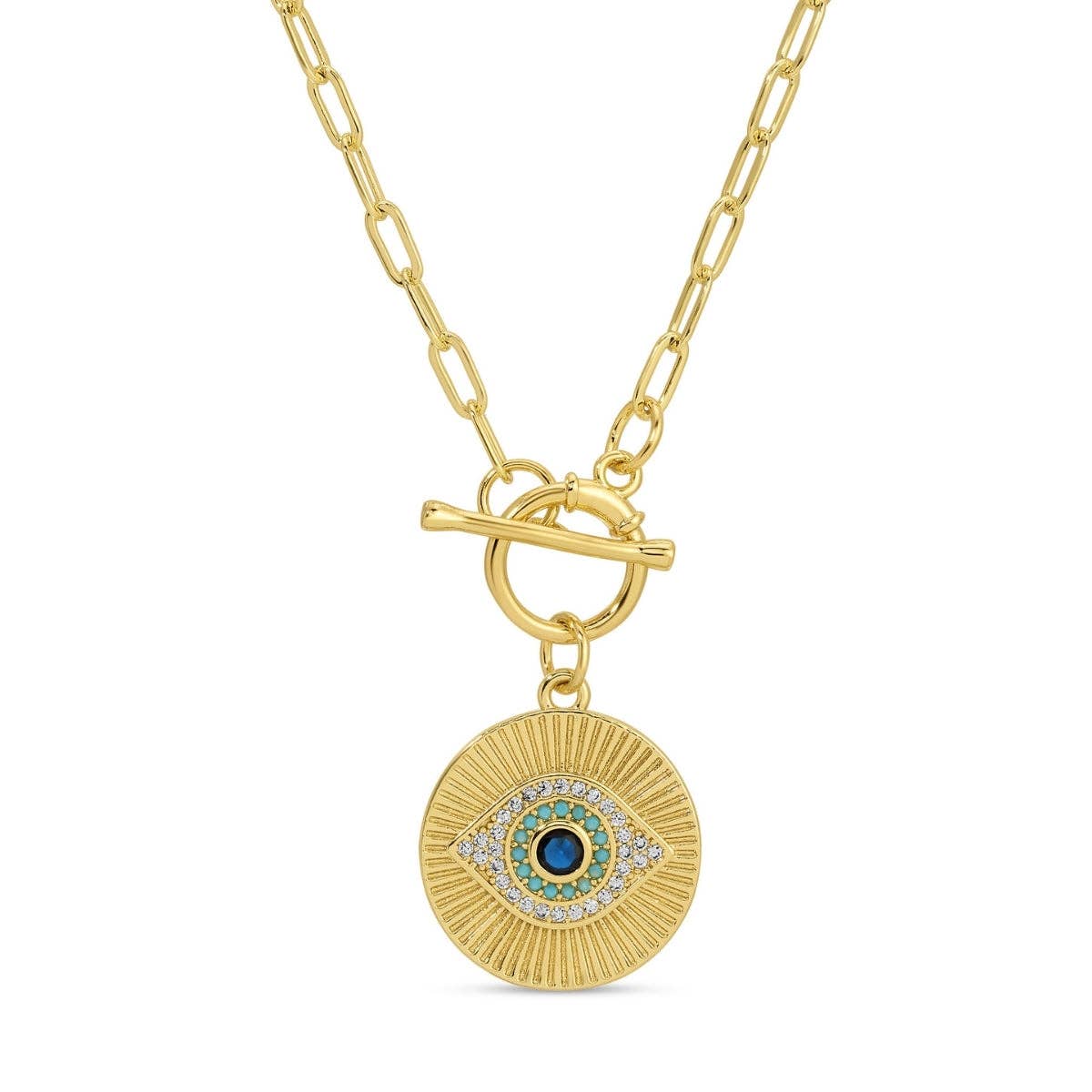 Evil Eye Sunburst Pendant Necklace