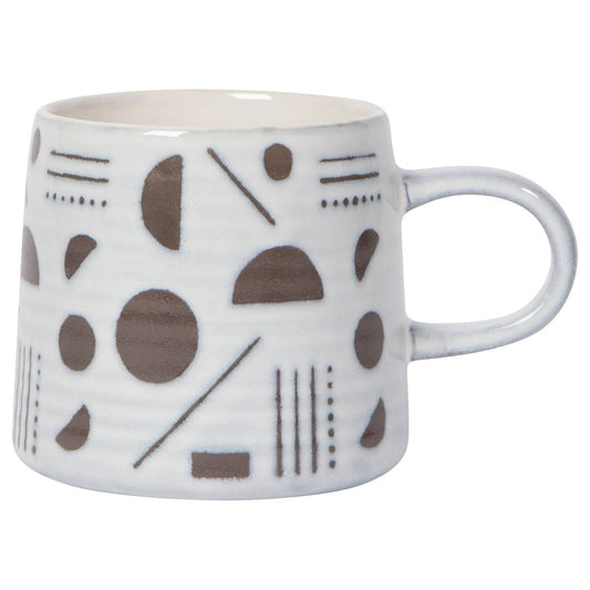 White Geometric Mug