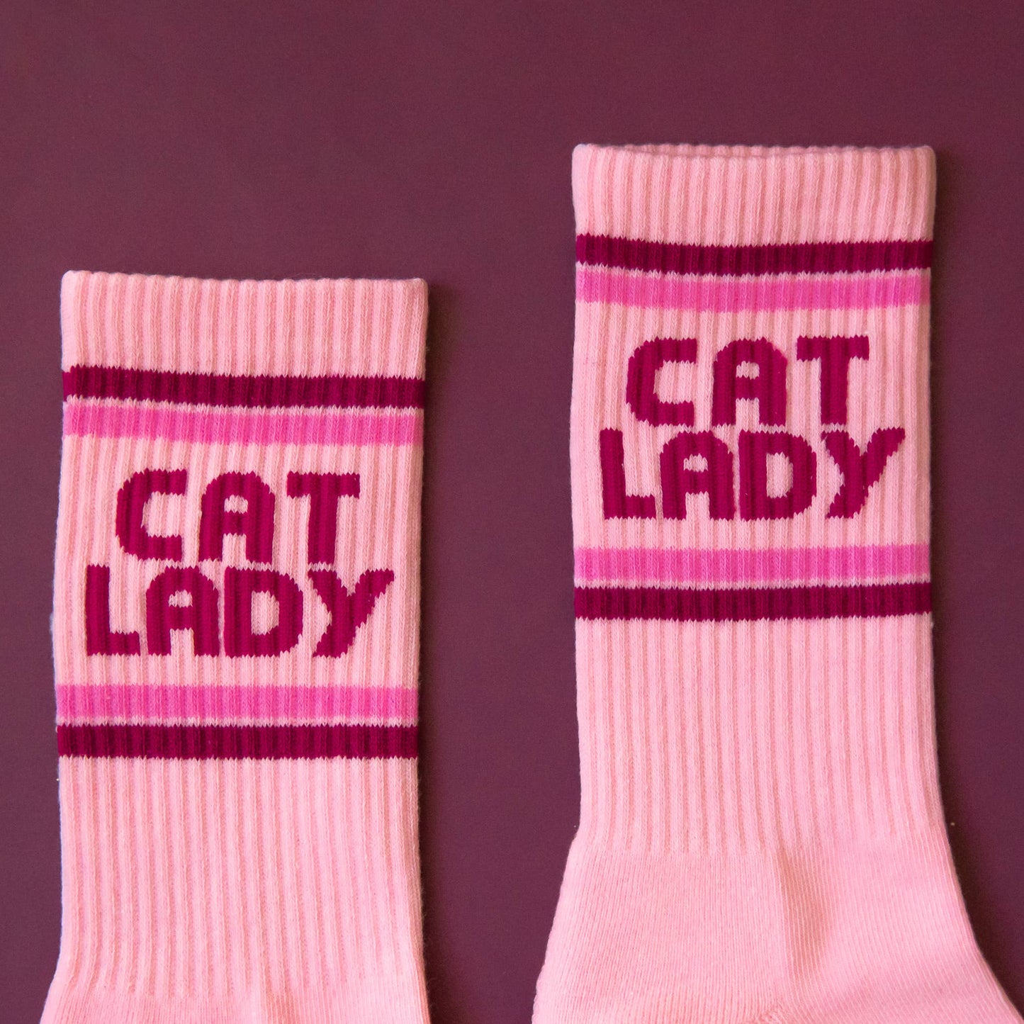 Cat Lady Striped Crew Socks