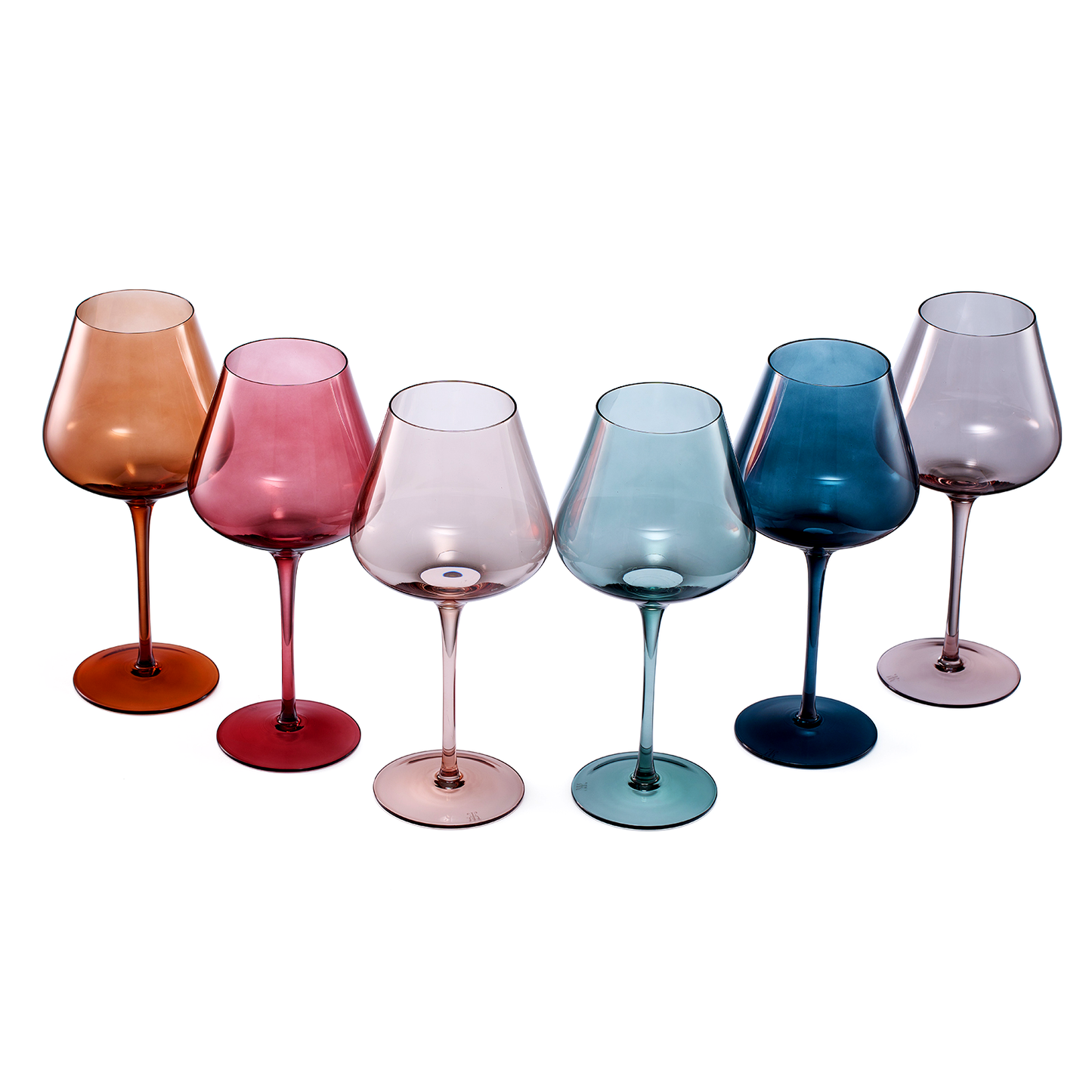 Pastel Large Colored Crystal Wine Glass | Set of 6