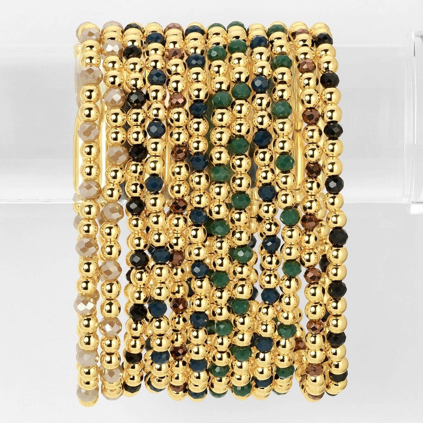 4mm Bead & Crystal Stretch Bracelet