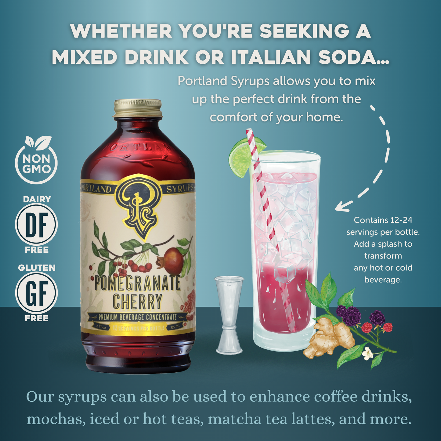 Pomegranate Cherry Syrup | 12 oz Cocktail & Mocktail Mixer