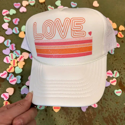 Love Striped Trucker Hat
