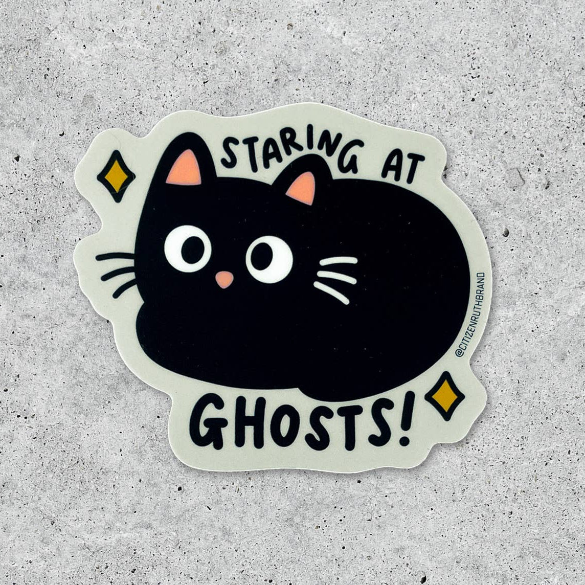 Staring at Ghosts Cat Sticker