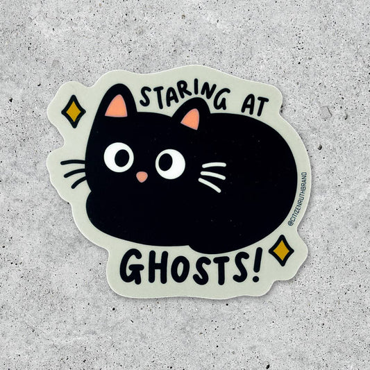 Staring at Ghosts Cat Sticker