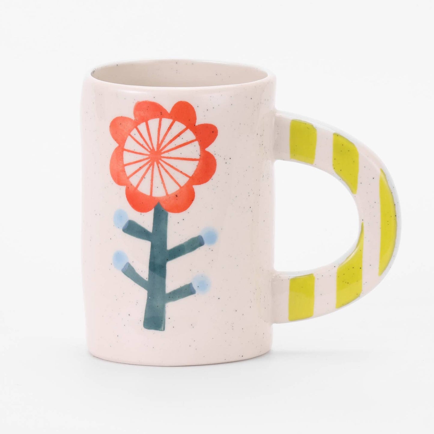 Hand-Painted Floral Stoneware Mug | 14 oz Coffee & Tea Mug