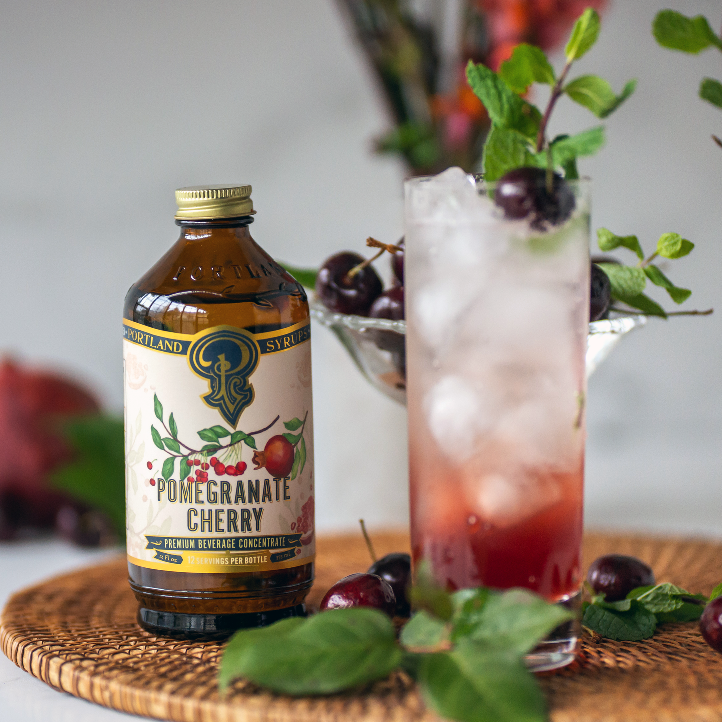 Pomegranate Cherry Syrup | 12 oz Cocktail & Mocktail Mixer
