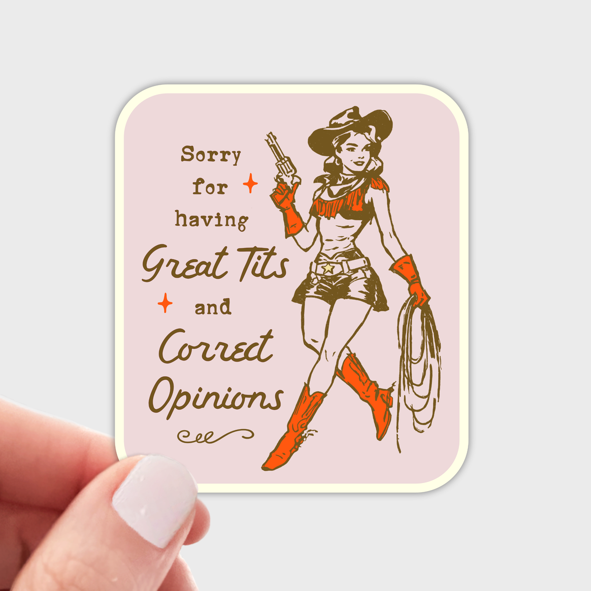 Sorry for Having Great Tits Cowgirl Vinyl Sticker