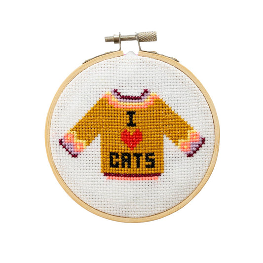 I Love Cats Mini Cross Stitch Kit