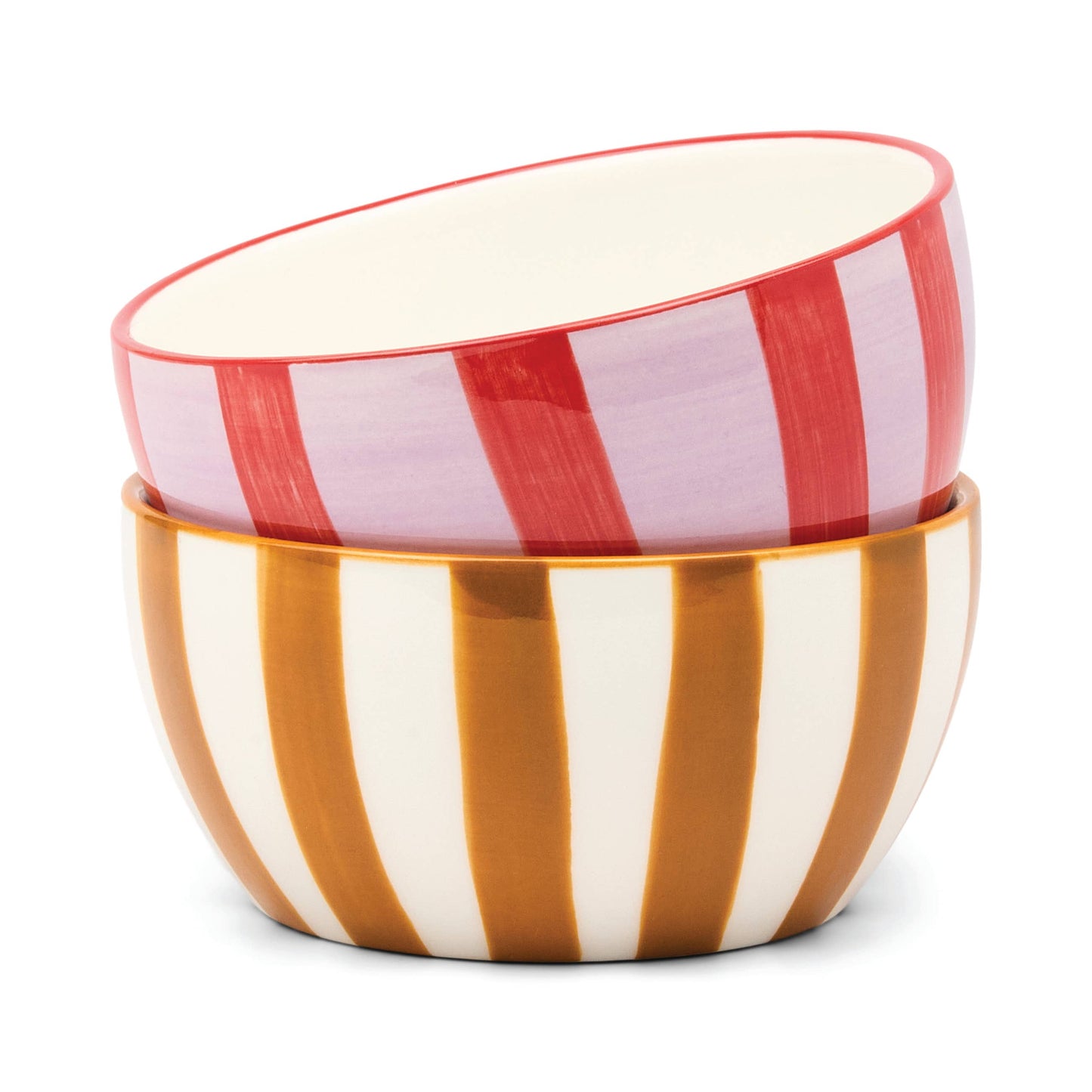 Bella Pink & Tan Ceramic Dipping Bowl Set | Serving Bowls (Set of 2)