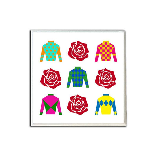 Jockey Silks & Roses Ceramic Coaster