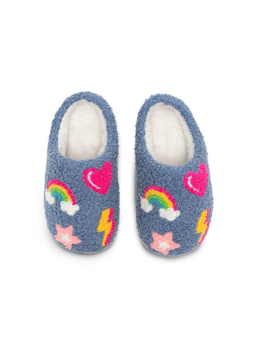 Kids Blue Iconic Symbol Slippers