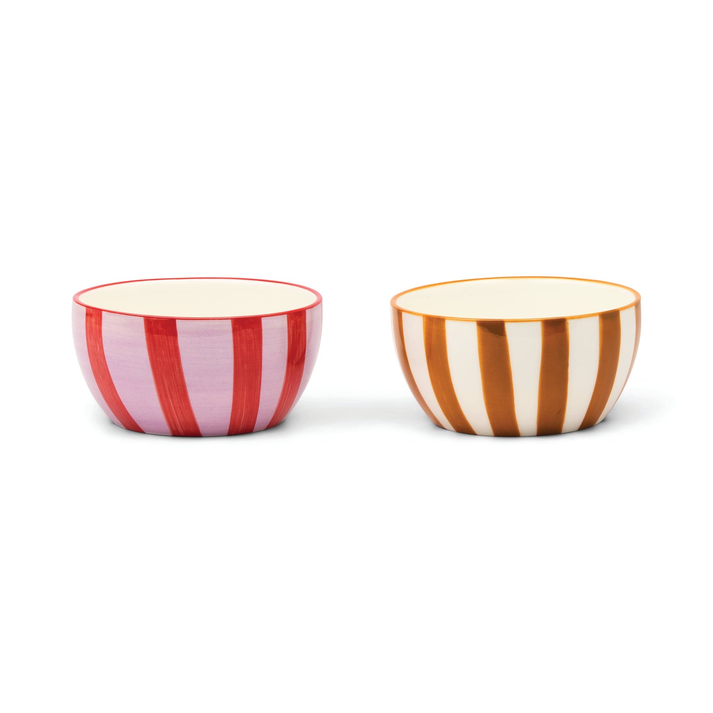 Bella Pink & Tan Ceramic Dipping Bowl Set | Serving Bowls (Set of 2)