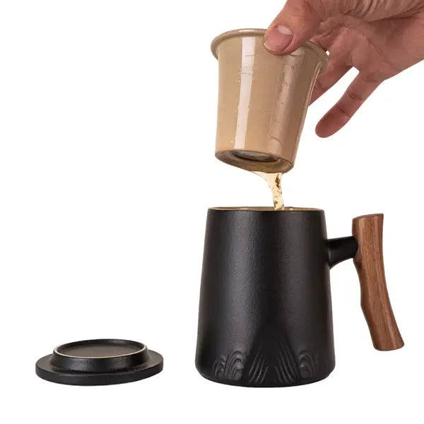 Porcelain Tea Mug with Infuser & Lid | 12 oz Loose Leaf Teacup