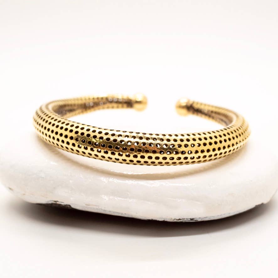 Spotted Brass Cuff Bracelet