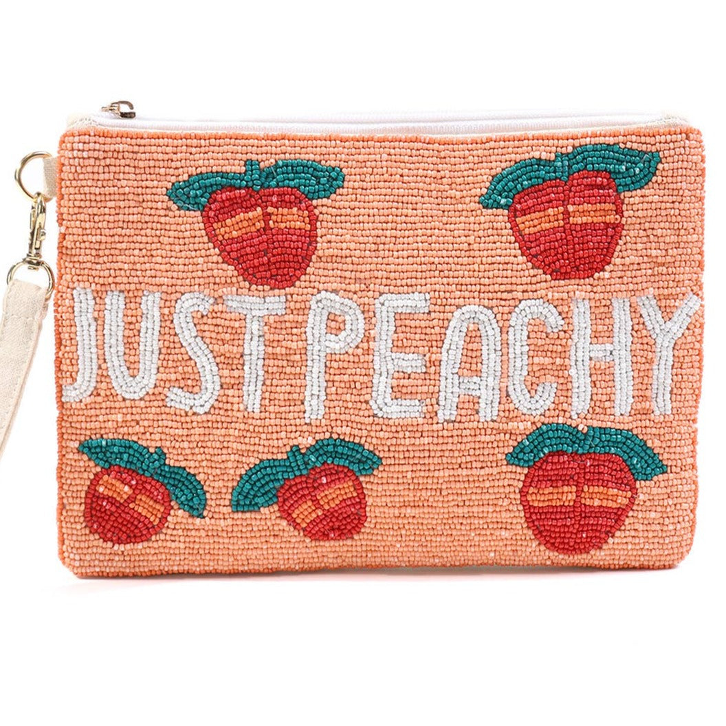 Just Peachy Beaded Clutch