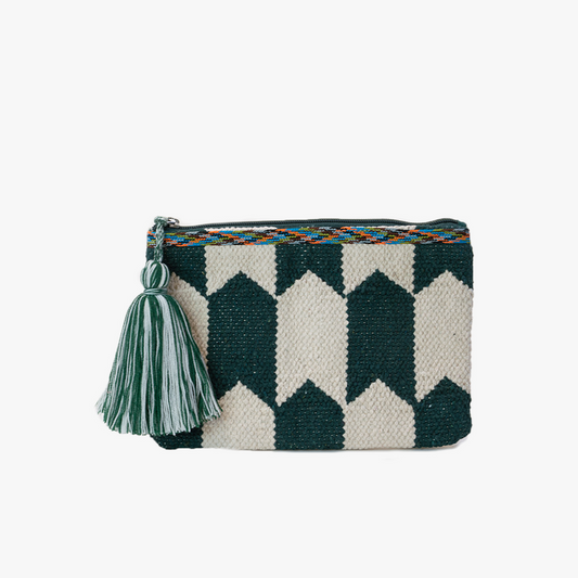 Green Chevron Woven Clutch