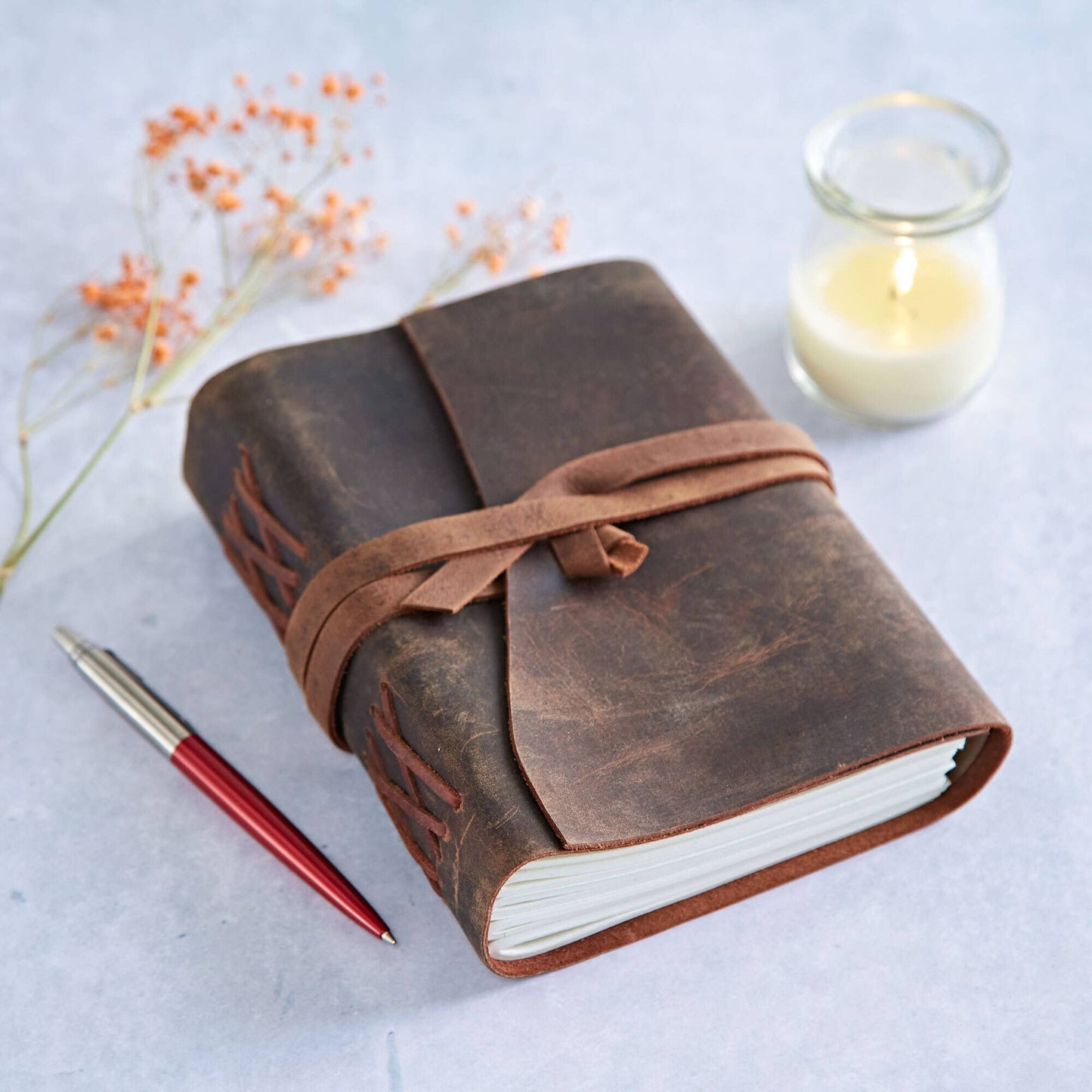 Buffalo Leather Wraparound Journal