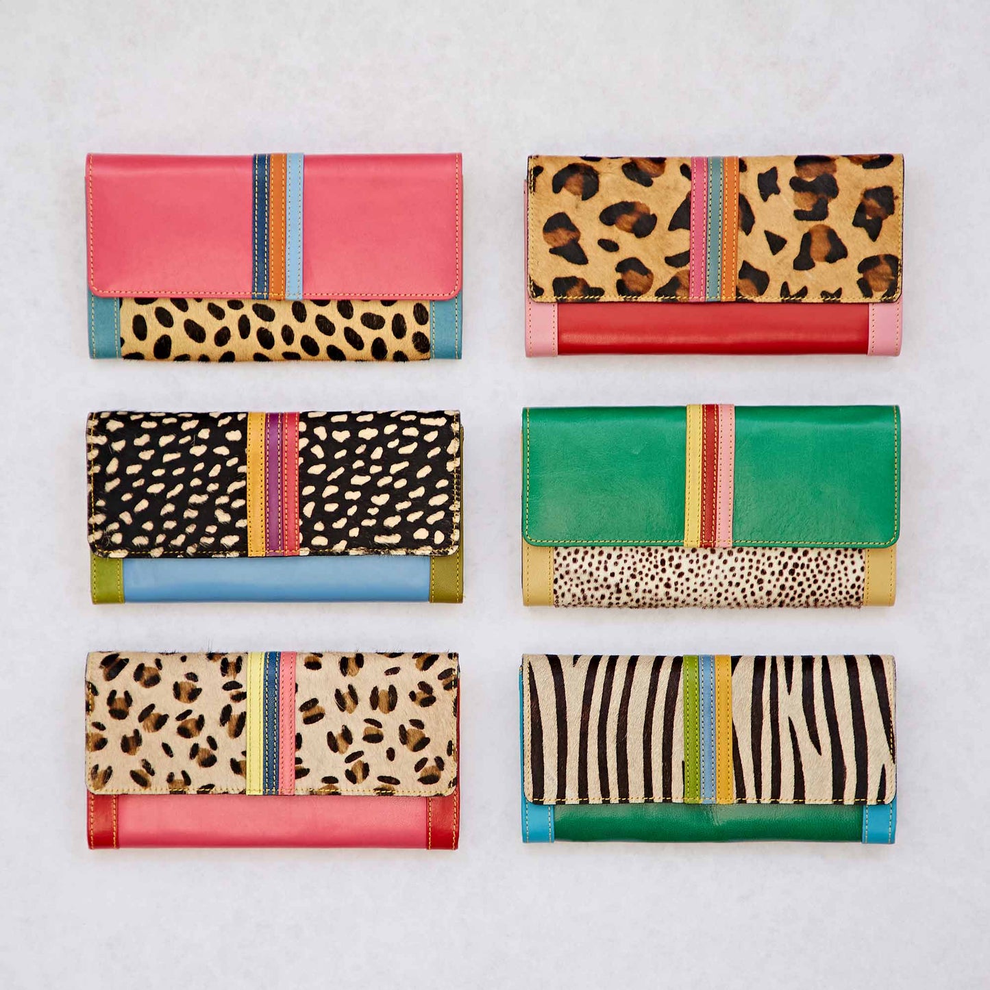 Multicolored Leather Clutch Wallet