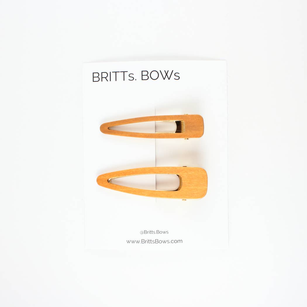 Brown Wood Hair Clips
