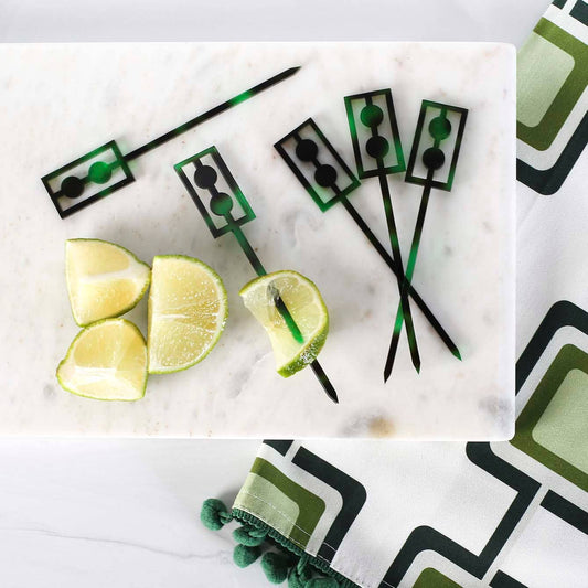 Green Geometric Cocktail Picks