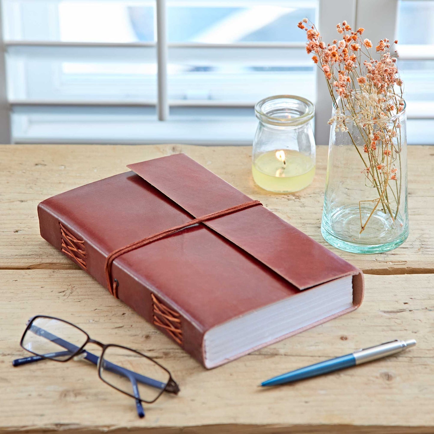 Large Distressed Leather Journal